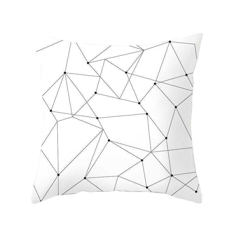 Simple Style Home Decoration Abstract Geometric Grid Black and White Lines Light Luxury Sofa Waist Support Pillow Cover Cushion