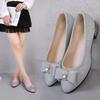 Fashion Korean Casual Shallow Mouth Single Shoe Women's Summer New Item Bow Frosted Low Heel Rhinestone Fashionable Women's Shoes
