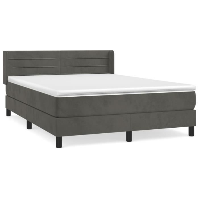 3131016 vidaXL Divan-lit Et Matelas Gris Foncé 140x190cm Velours