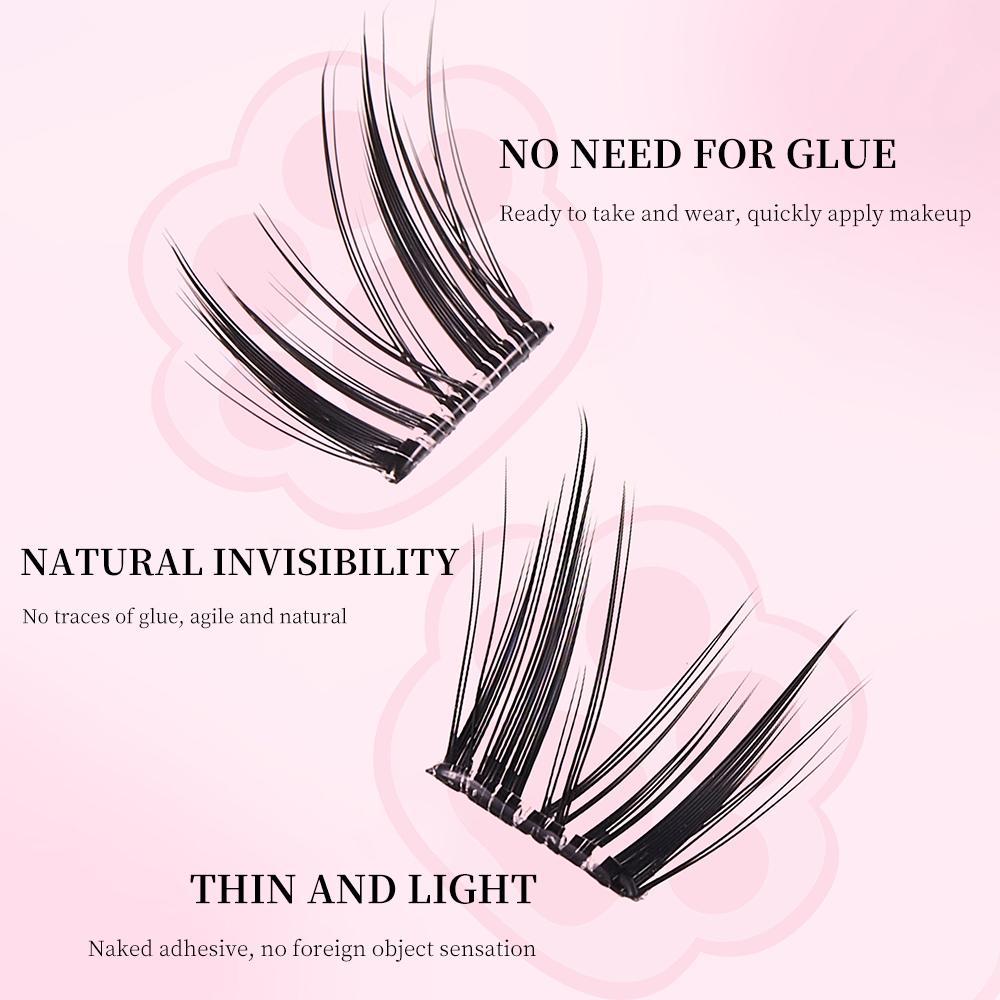 BQI Cat Eye Glue-free False Eyelashes Lazy Reusable Simulation Eyelashes Natural Curling Beginner Makeup Tool