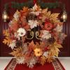 Thanksgiving Wreath  Fall Wreaths Pumpkin Berries Wreath Autumn Scene Decor Thanksgiving Harvest Festival Wreaths for Home
