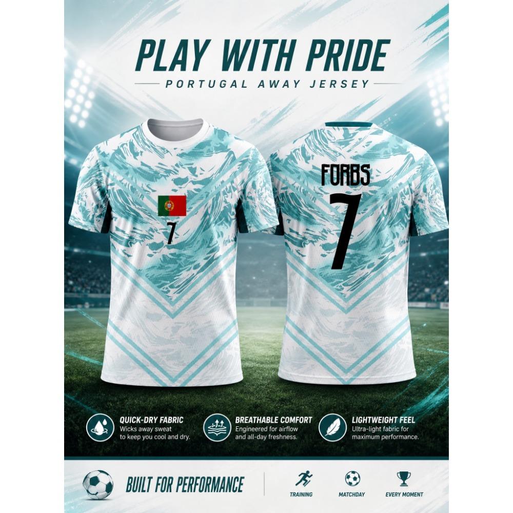 Portugal Away 2026 Skin Friendly Four Sided Elastic Sportswear, Moisture Wicking Fan Jersey