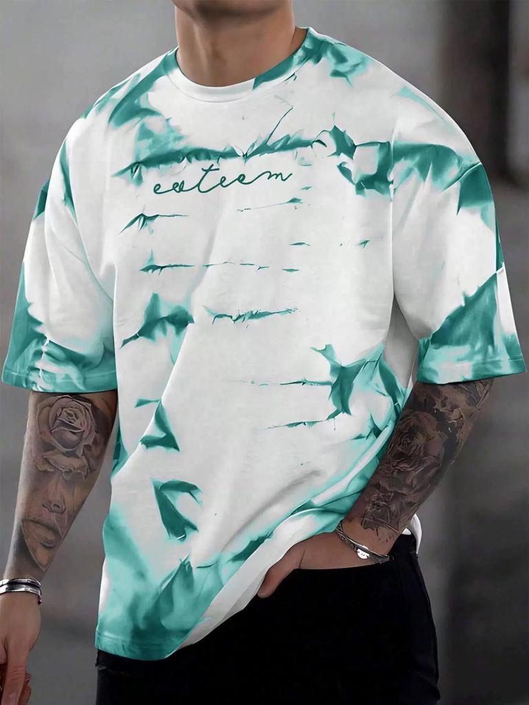 Herren 3D-Druck Rundhals Fitness-T-Shirt, Kurzarm