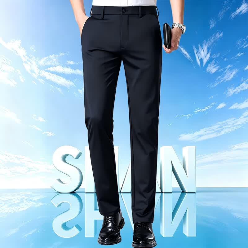 SHANSHAN Men's Silk Blend Stretch Business Casual Trousers