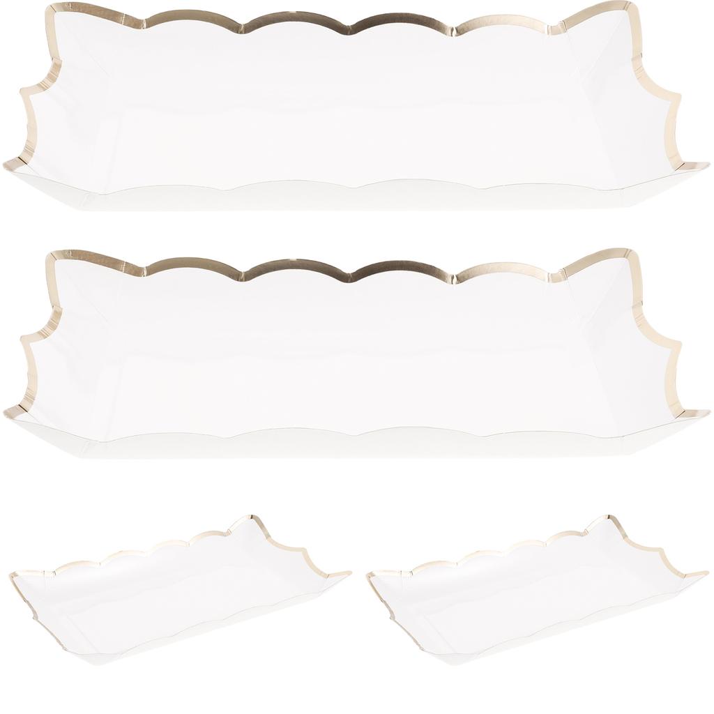 4 Pcs Elegant Square Paper Lace Plate Fruit Trays for Serving Party Catering Platter Cupcake White Food Cookie Travel