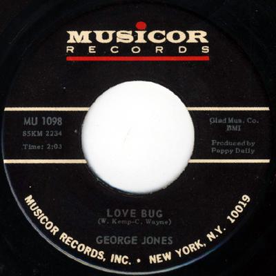 7palcová deska GEORGE JONES - Love Bug / I Can't Get Used To Bein MU1098 Musicor Records 1965 USA Folk Použitá