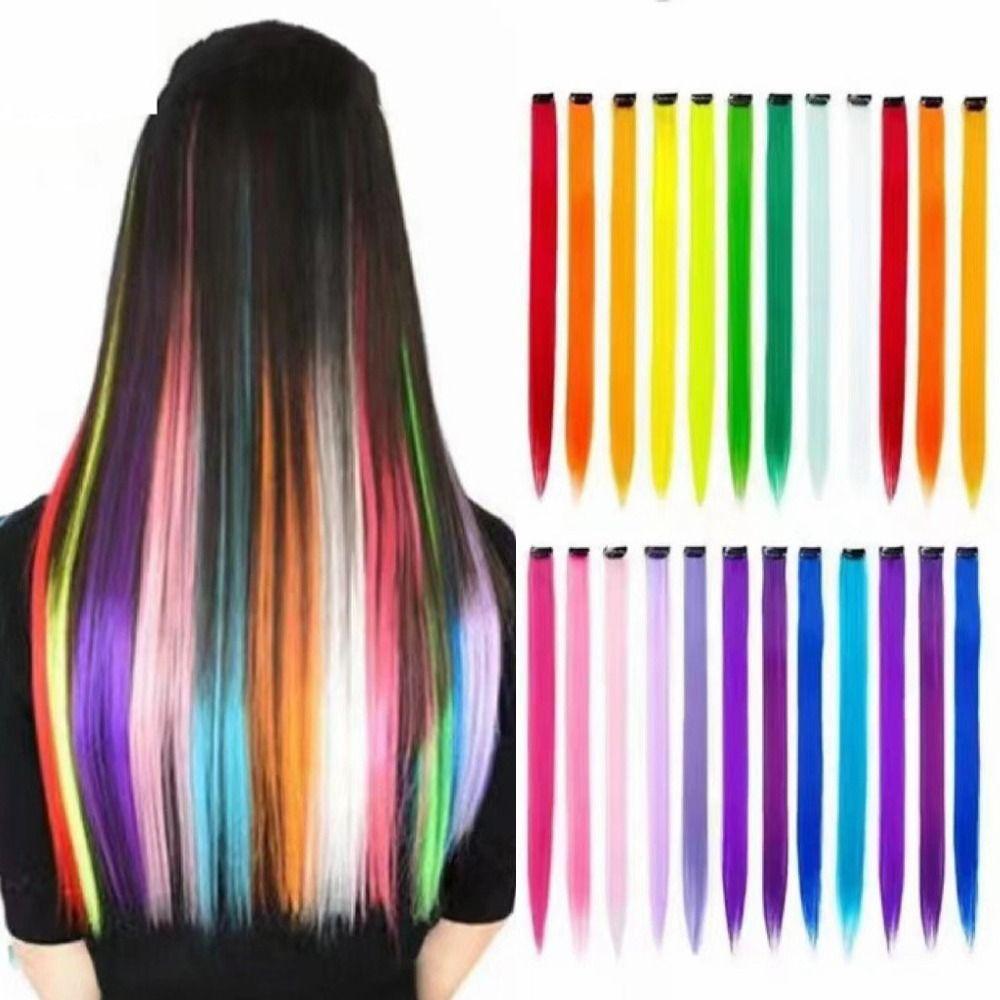 

2шт радужных накладных волос с синтетическими волосами для женщин и детей Style 1