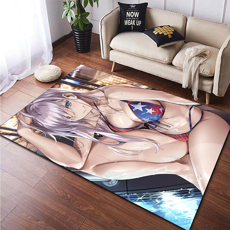 Sexy Anime Girl Print Creative Pattern Non Slip Carpet Bikini Beach Mat Yoga Mat Home Bedroom Decoration Camping Mat