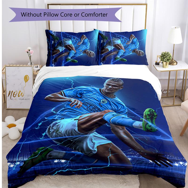 Set Biancheria da Letto 3 Pezzi con Stampa Modello Erling Haaland Morbido Delicato sulla Pelle Lavabile Copripiumino e Federe Set Stagione Unica Camera da Letto