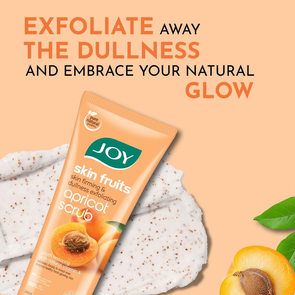 JOY Apricot & Walnut Face Body Scrub 200ml Pack of 1 | Exfoliating Blackhead Remover For Glowing Skin