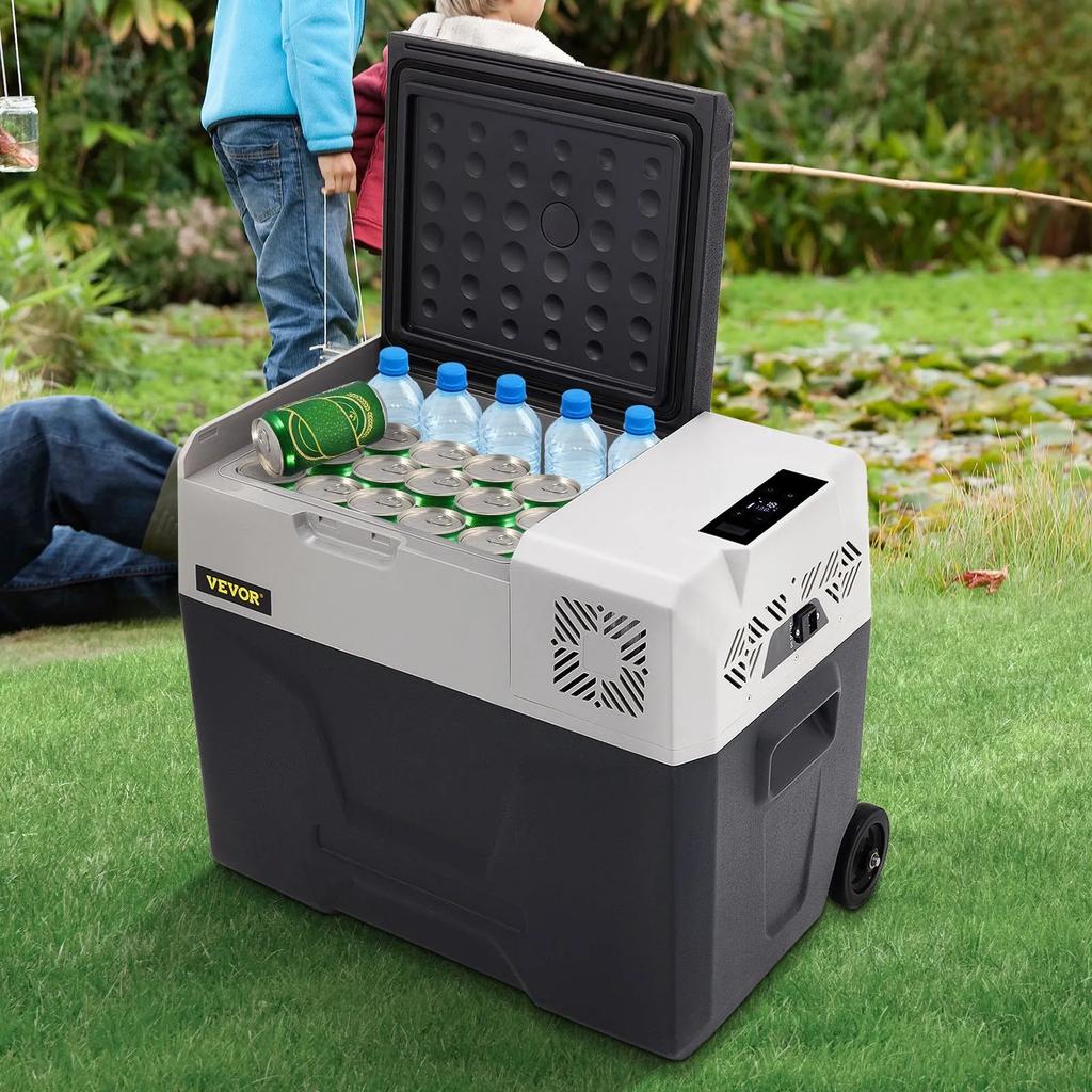 VEVOR Car Refrigerator, 12 Volt Car Refrigerator Fridge, 40 L Single Zone Portable Freezer with Wheels and Handle, -4 degrees F-68 degrees F