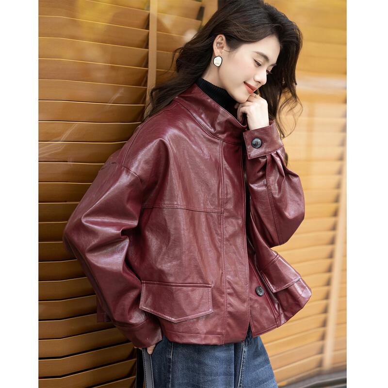 ITISF4 Sweet Cool Old Money Style Oversized Short Leather Motorcycle Jacket