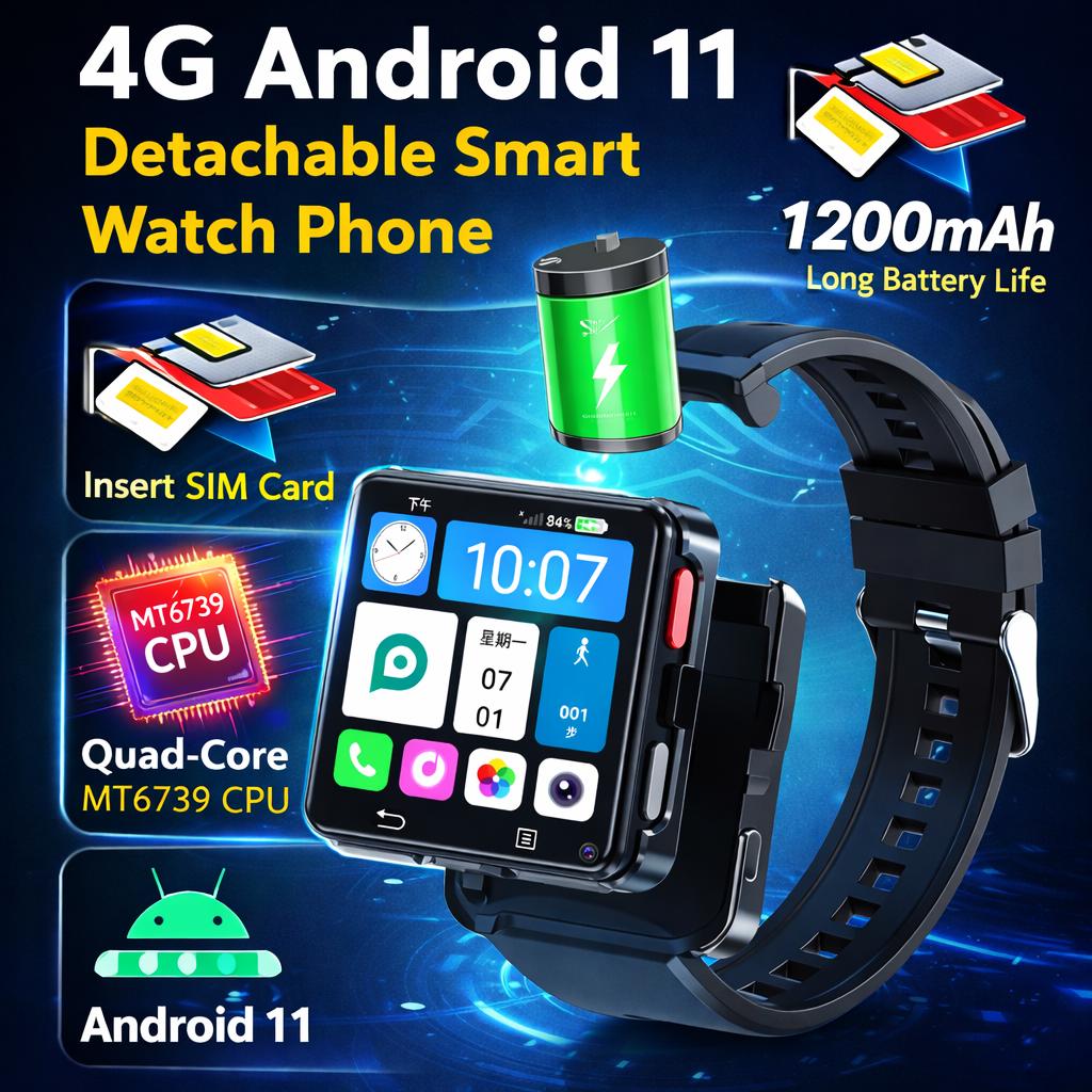 Умные часы Android 11, 3 ГБ + 32 ГБ, Съемные часы для улицы, GPS, 5 МП камера, Wi-Fi, 1200 мАч, 2,64-дюймовый дисплей 3GB+32GB