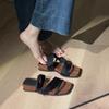Sheepskin Version~ Thick-Soled Square Head With Cool Slippers, Women Wear Retro Temperament With Skirts, Sandals, And Two Slippers.