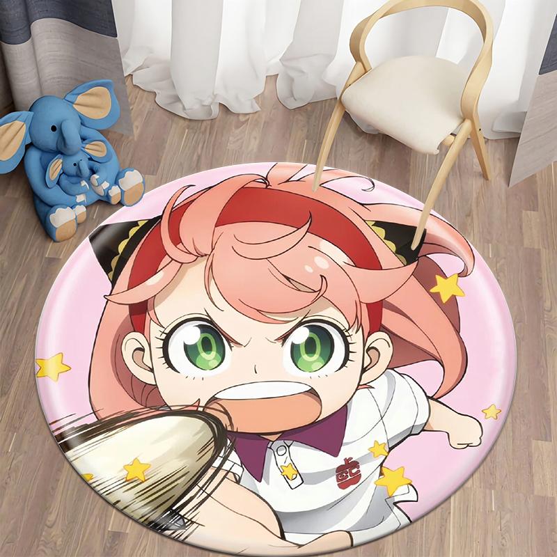 S- SPY×FAMILY Japanese Anime Cute Anya Forger Print Round Carpet.Bedroom,Balcony,Entry Door,Chair Non-slip Mat.Gift,Picnic,Rug