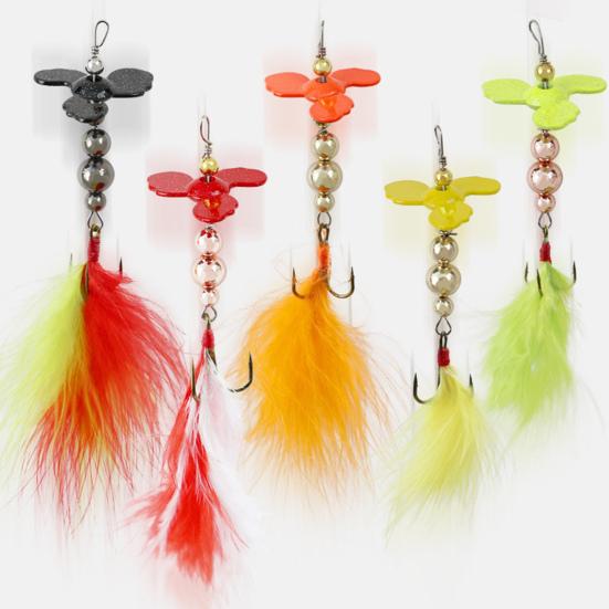5Pcs Metal Baits Fishing Lures with Treble Hook Bright Color Compact Design Portable Rotating Sequins Crankbait for Bass Trout Perch