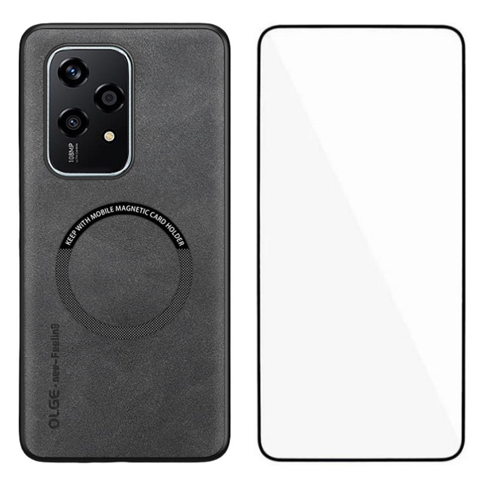 WANLONFENG YBP Series For Honor 200 Lite Magnetic Case with Tempered Glass Film PU+TPU Phone Cover Large Cutout