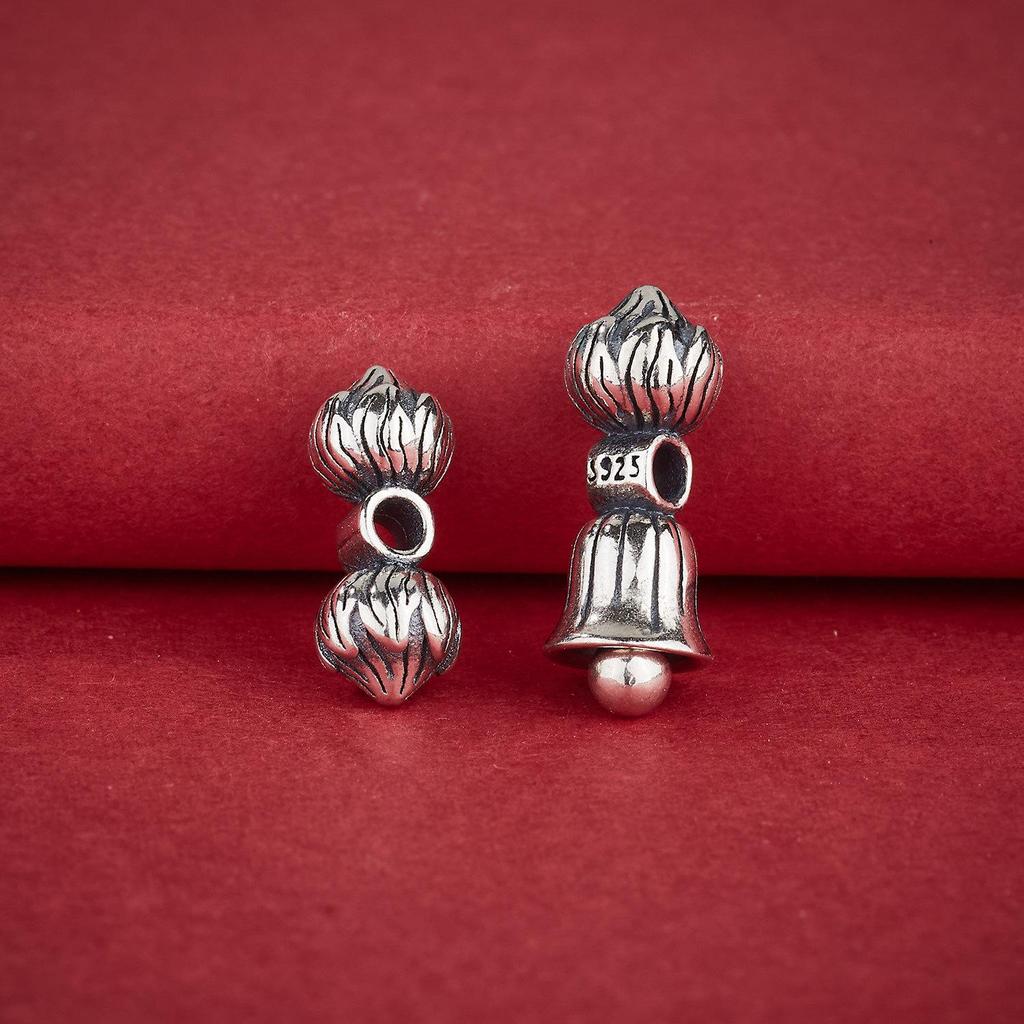 S925 Sterling Silver Lotus Vajra Spacer Beads for DIY Bracelets and Prayer Beads