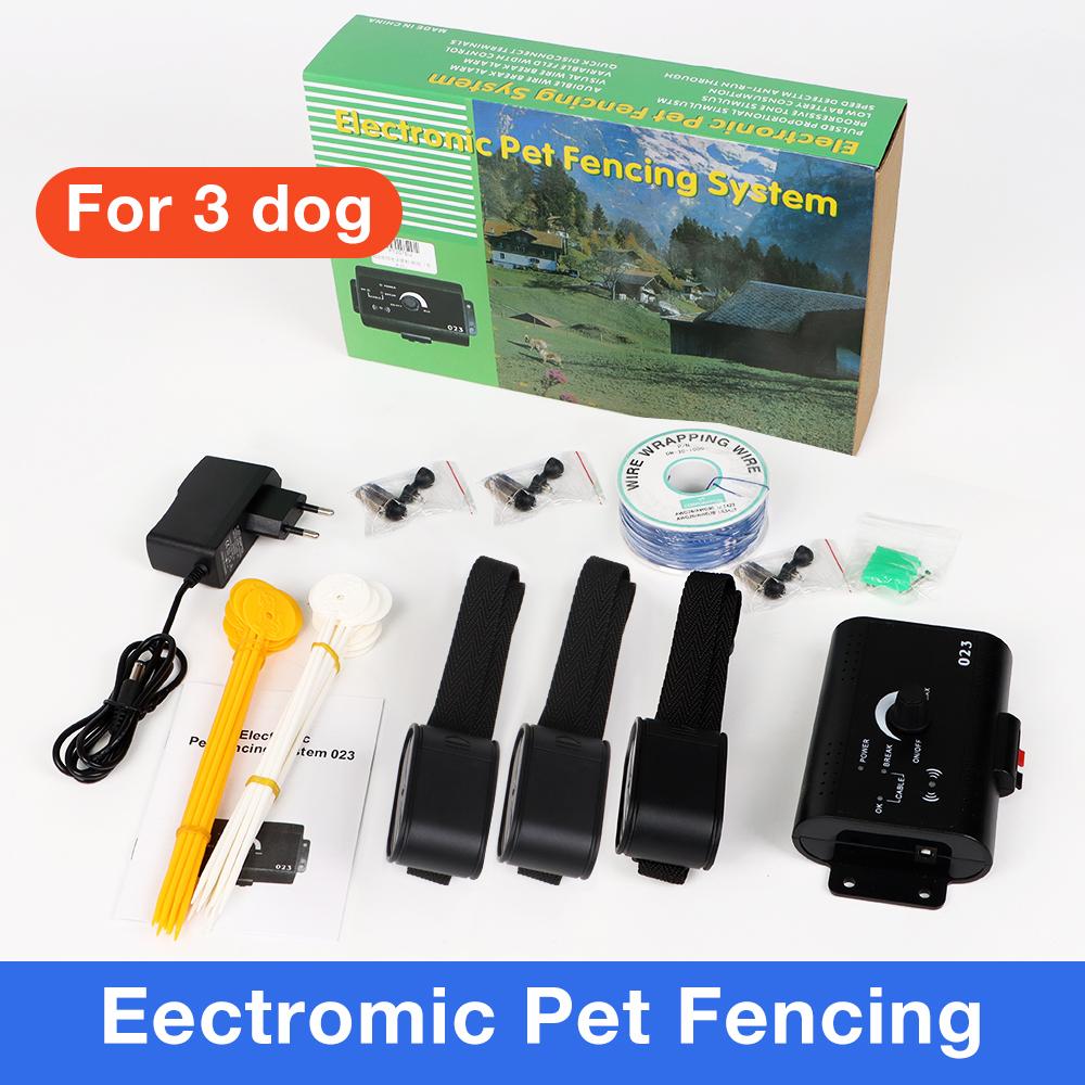 023 Dog Electric Fence Shock Training Collar Electronic Pet Fencing System Adjustable Control Range Wired Containment System