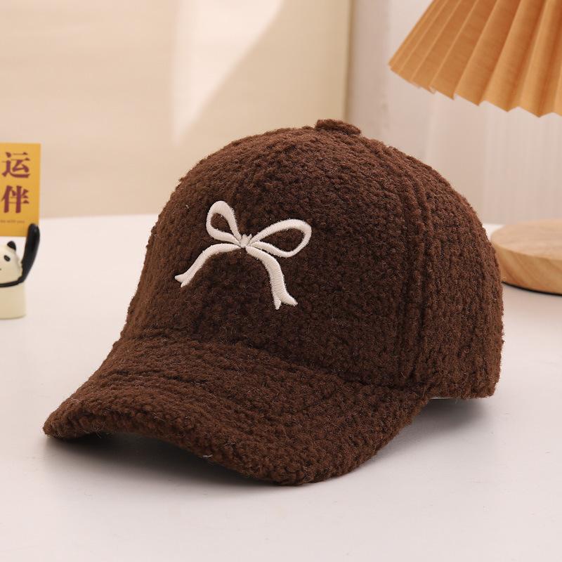 

Children s Hat Winter Fashion Sweet Embroidered Bow Cap for Baby Girl Solid Color Simple Warm Baseball Cap (50-54cm)