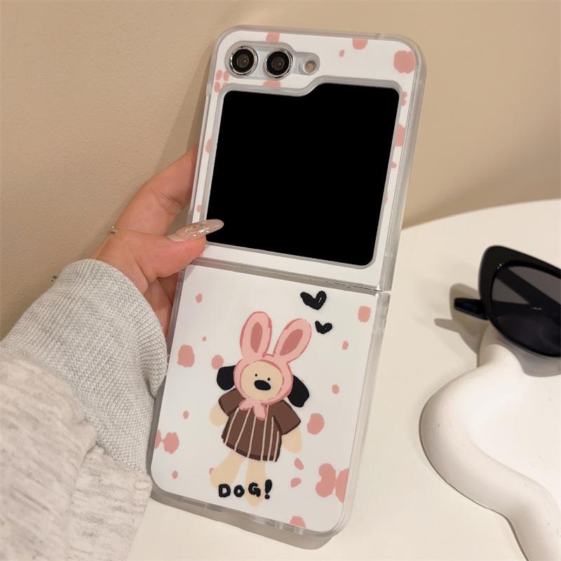 

Складной чехол для телефона Samsung Zflip 3/4/5 и N3, подходит для Huawei Pocket2, дизайн в виде кролика, собаки, медведя, для женщин. Samsung Z Flip 3