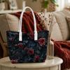 Gothic Dark Red Rose Pattern Shoulder Bag Daily Outdoor Portable Casual Tote Bag For Women