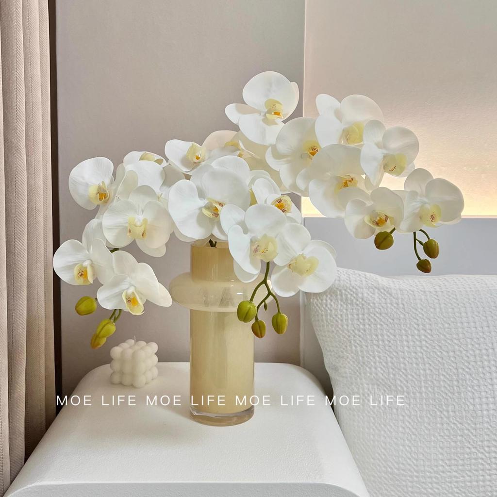 Luxury Orchid Artificial Flower for Hotel Bedroom Decor - High-End Phalaenopsis Single Stem Arrangement Ornament