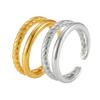 18K Gold Plated Cable Knit Double Layer Open Ring – European & American Fashion