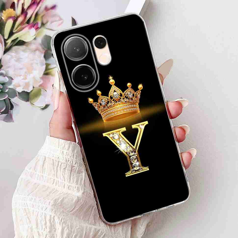 For vivo V60 5G 6.67" Case Popular Letters A-Z Crown Soft Silicone TPU Cover For Vivo v60 5G VIVO V2511 Bumper Phone Shell Coque
