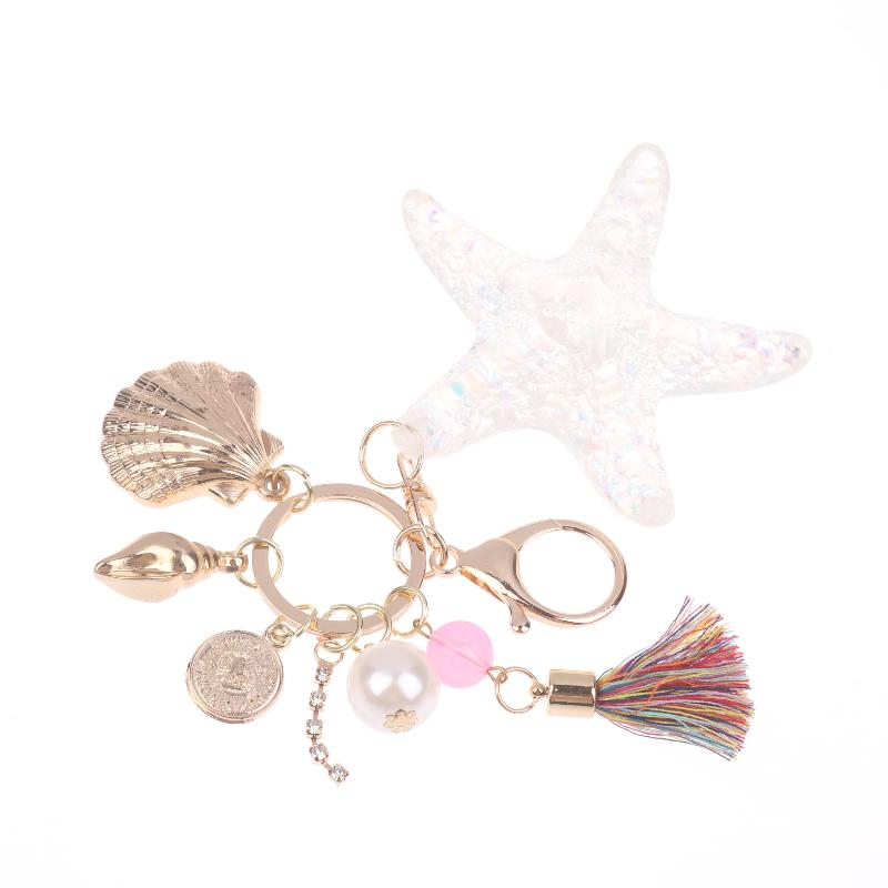 Women Pearl Starfish Accessories Key Ring Starfish Keychain Keychain Bag Pendant Decor Gifts