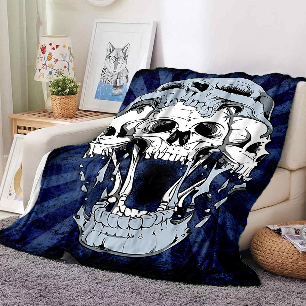 1pc Skull Blanket, Lightweight Flannel Throw Blanket For Sofa, Bed, Travel, Camping, Living Room, Office, Couch, Chair, And Bed