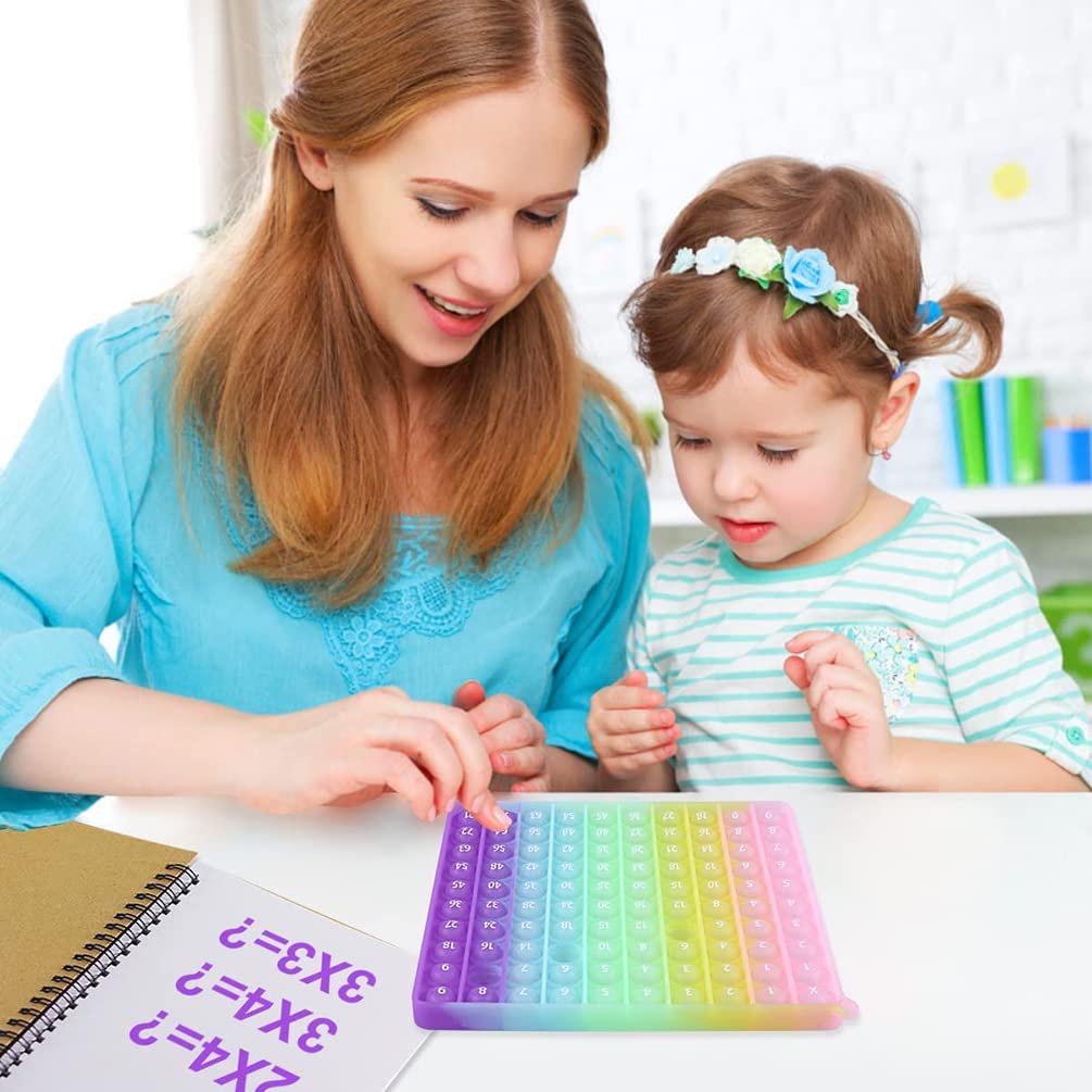 Toys Push Pop Bubble Board Stress Toy Intelligence Infant Educational Learning Bath Birthday Gifts (Multiplication Table, Luminous) Game, Relief,