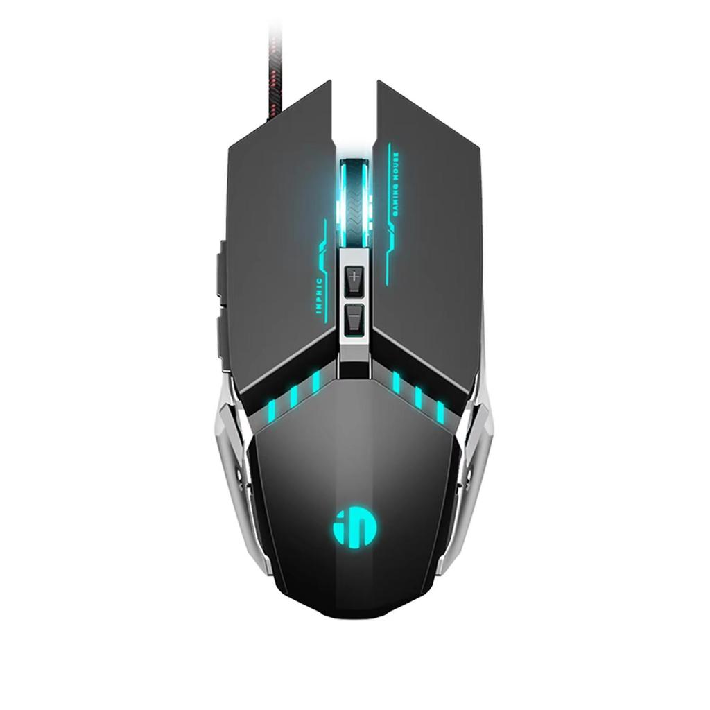 Inphic W2 Gaming Mouse Silent Click USB Optisk kablet mus 4800DPI Ergonomiske mus 6 programmerbare knapper RGB Breathing LED PC