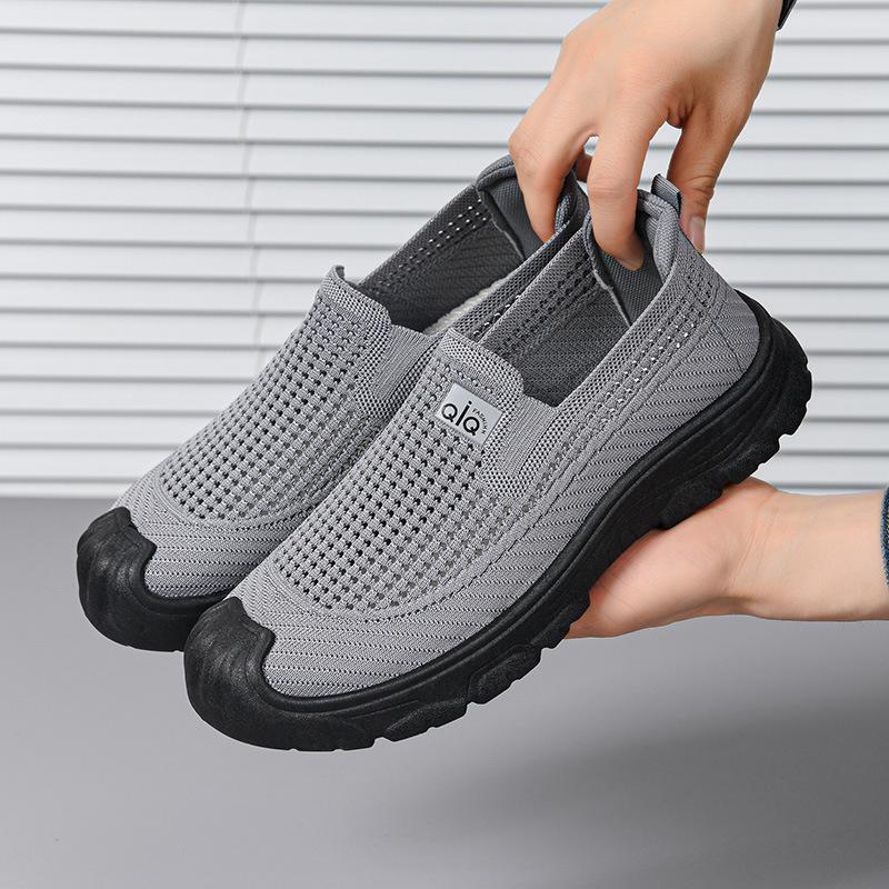 Men's Breathable Fly-Knit Slip-On Shoes - Lightweight, Casual & Comfortable for Driving