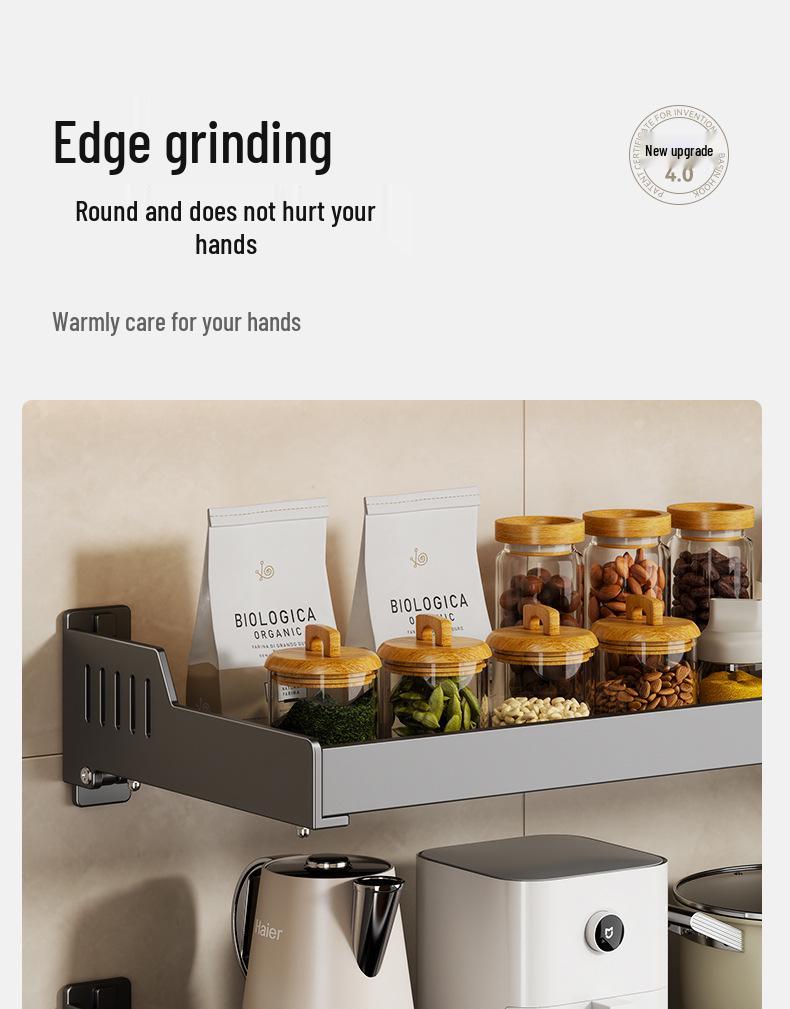 Punch-Free Kitchen Spice Rack: Wall-Mounted, Widened, Multifunctional Seasoning Storage Solution.
