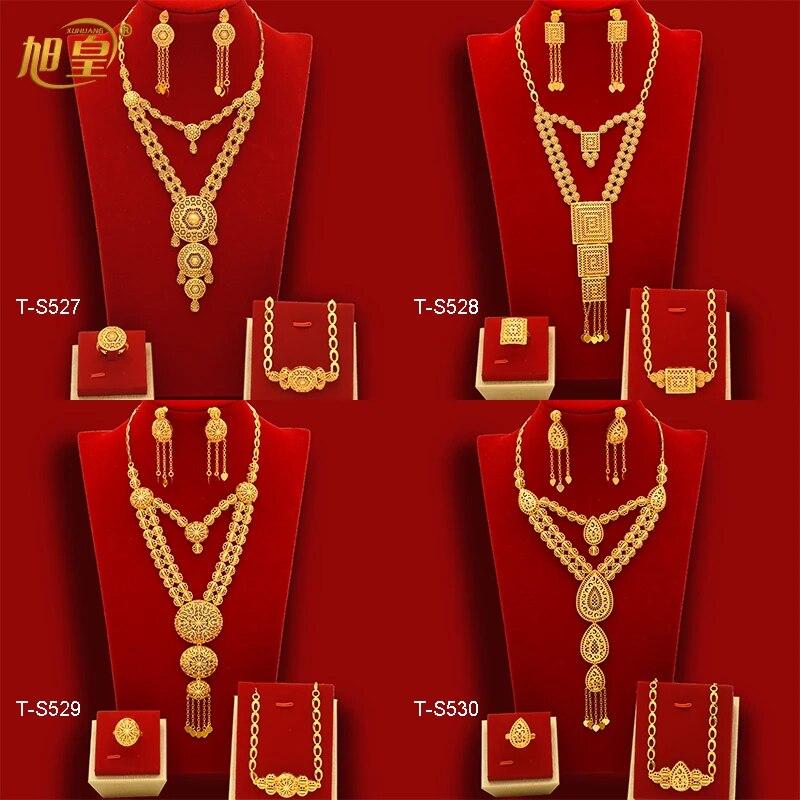 

XUHUANG африканские большие роскошные 4 шт. Дубай золотой цвет ювелирные наборы ожерелья для женщин свадебные наборы 2023 трендовые ювелирные подарки