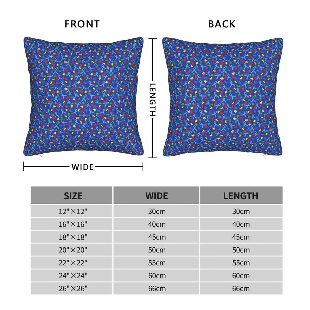 Pillow Case Autism Puzzle Piece Ribbon Pattern Custom Pillow Cover For Sofa Bedroom Home Decor Novelty Pillowcases