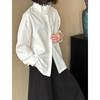 Zhichun Spring Women's Trendy Loose-Fit Long Sleeve Casual Shirt in Orange