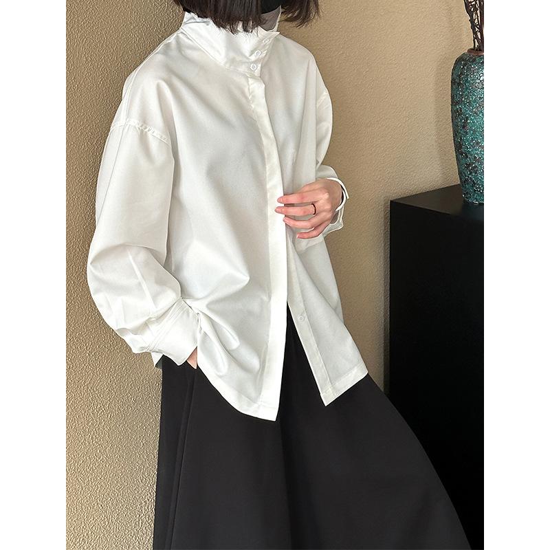Zhichun Spring Women's Trendy Loose-Fit Long Sleeve Casual Shirt in Orange