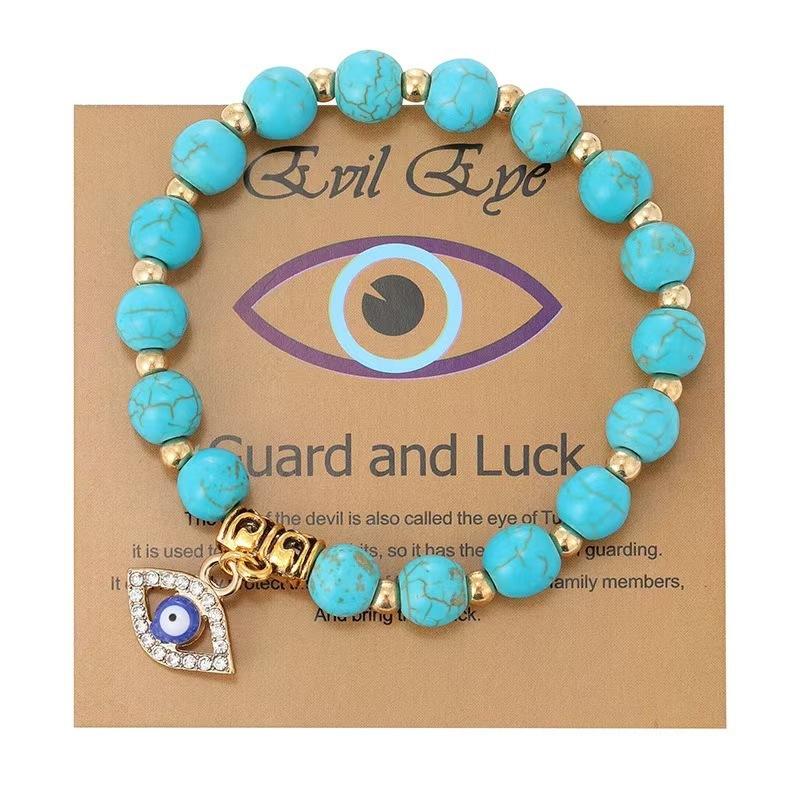 

Турецький оберіг Намистини-підвіски «Від злого ока» Браслет з натурального каменю з підвіскою-карткою Браслети для чоловіків і жінок, Модні прикраси для дружби в подарунок.