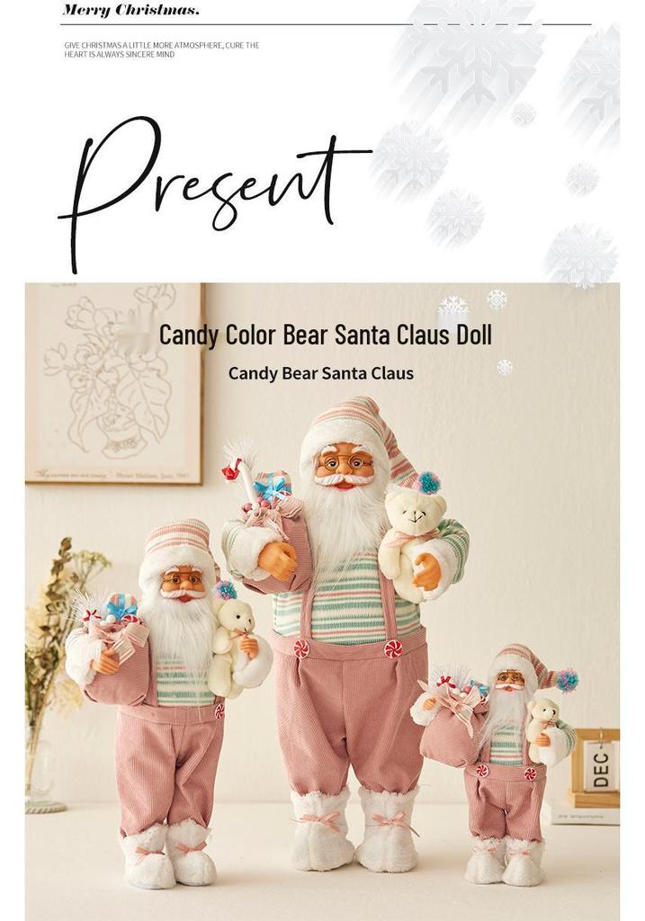 Pink Teddy Bear Santa Claus Christmas Ornaments & Figurines - Festive Home Decor Gifts