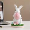 Handcrafts Resins Easters Bunnies Holding Eggs Decoration Cute Rabbit Figurine with Lawn Base for Home and Office Decors