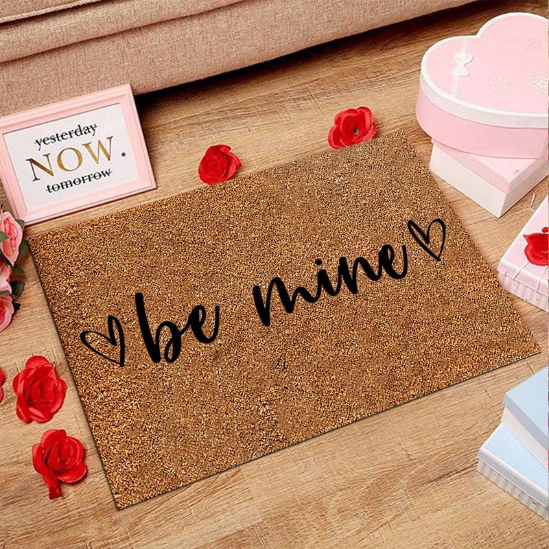 American Valentine's Day Series Crystal Velvet Carpet Love Door Mat Festive Holiday Home Decoration Mat Gift Wedding Mat