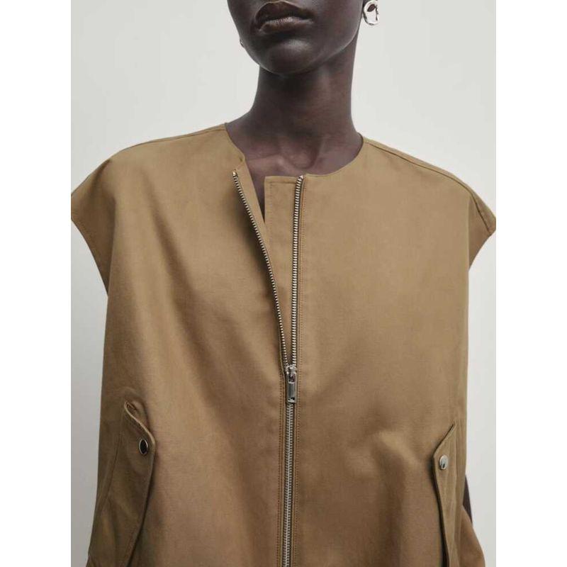 Za2024 Spring-Summer New Type Women's Clothing Casual Bandage Dress Round Neck Vest Jacket Short Coat 06745807 742