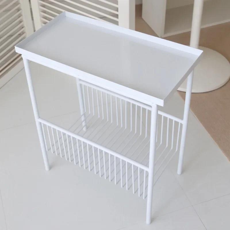 Wrought Iron Corner Table - Sofa Side & Bedside Storage Rack, Nordic Style Small Coffee Table for Home & Office