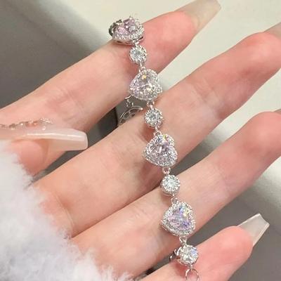 Heartbeat Series Love Language Silver Bracelet Women's Fashion Niche Love Design Girl's Heart Source