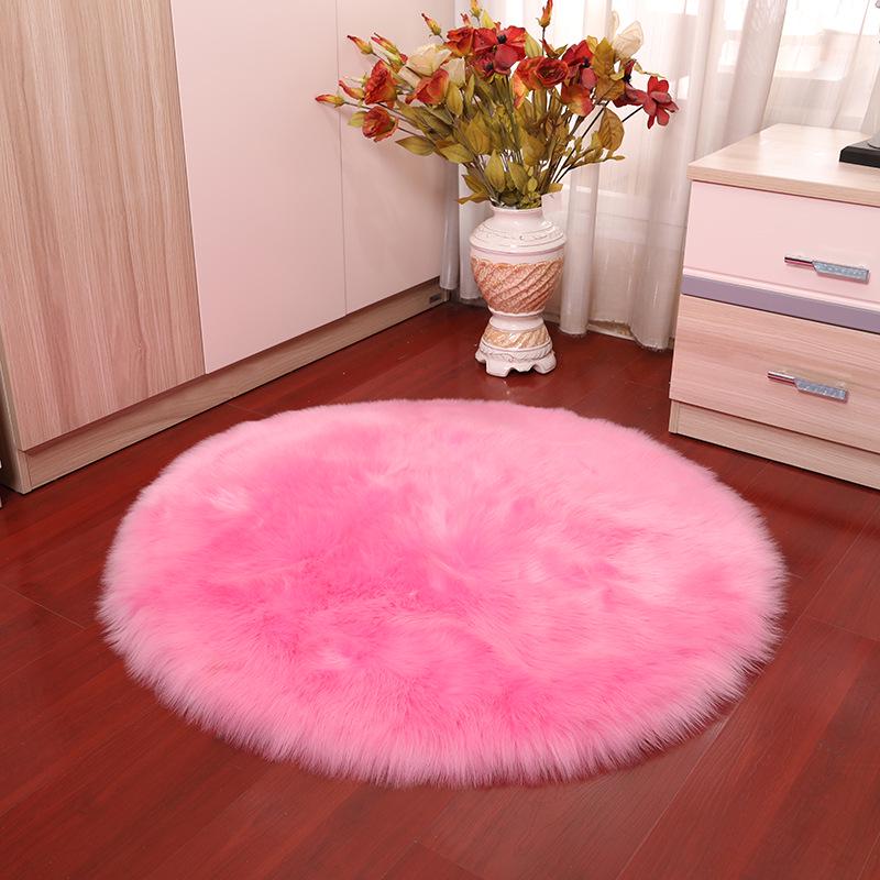 Nordic Round Faux Wool Rug for Bedroom or Living Room