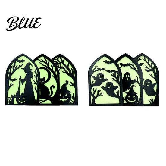 Halloween Mantelpiece Decorations Wooden Screen Ornaments Glow in The Dark Gothic Arch Eco-friendly Wood Art Decor No Assembly Atmosphere