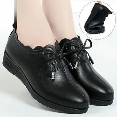 Women's Soft-soled Soft-faced Spring and Autumn Single Shoes, Women's Leather Shoes, Wedge-heeled Shoes