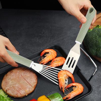 Stainless Steel Non-Stick Pan Cooking Spatula Fried Fish Spatula Comfortable Grip Steak Pancake Slotted Spatula Kitchen